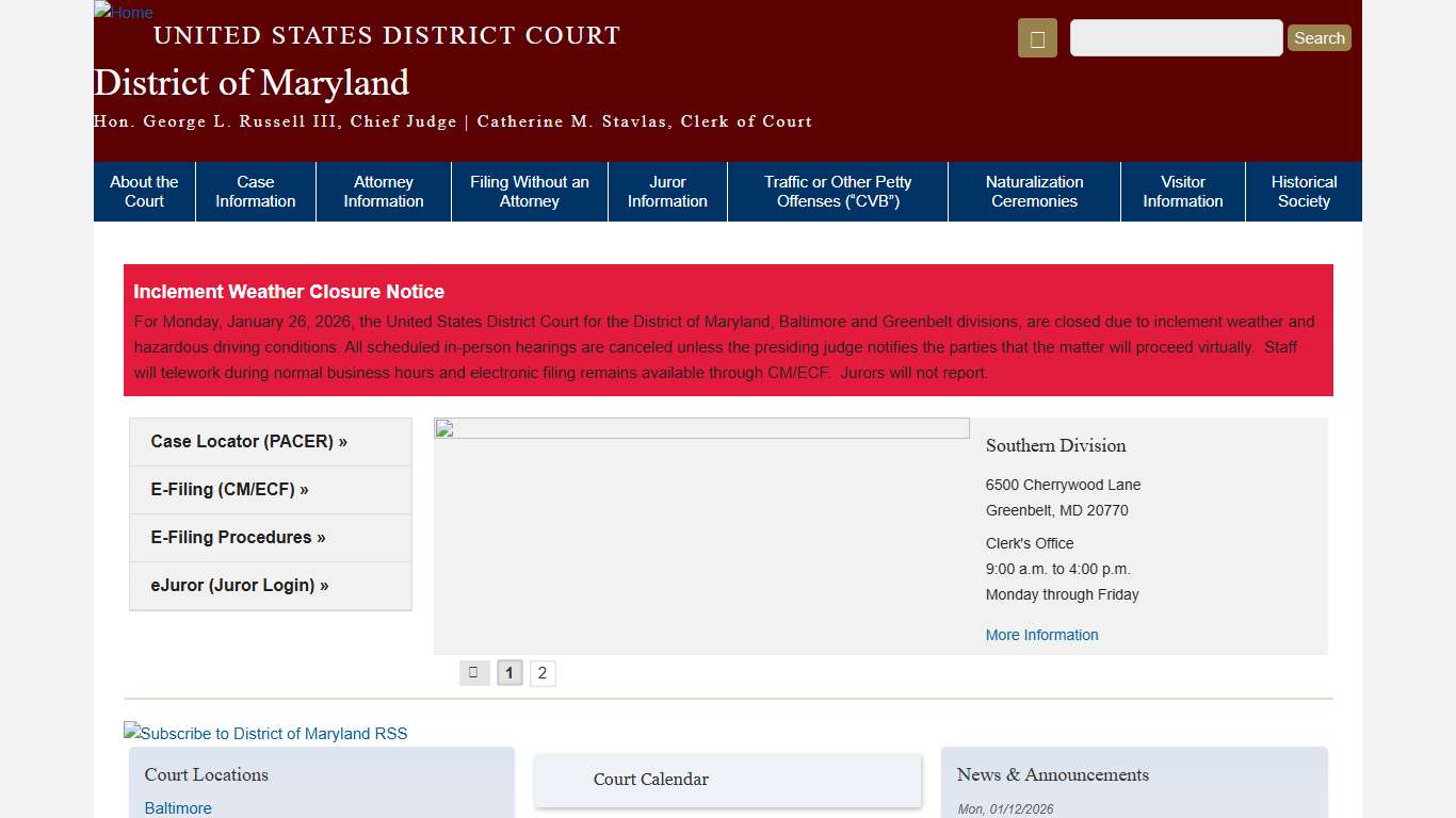 District of Maryland United States District Court